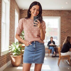 NWT ASTR the label Melba Sweater Dark Blush White